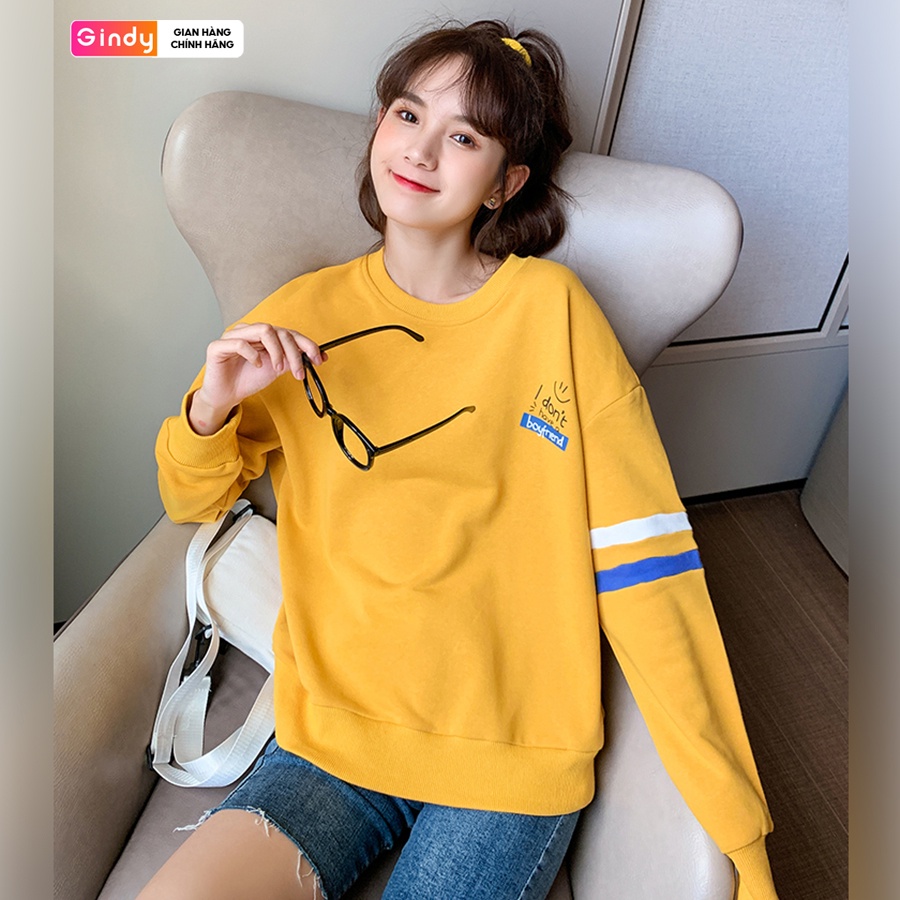 Áo nỉ sweater dài tay GINDY Boyfriend hoodie form rộng dễ phối đồ thời trang thu đông năng động A10107