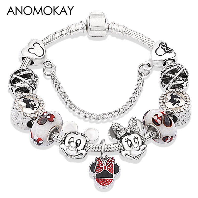 Vòng tay chuỗi hạt hình chuột Mickey/Minnie dễ thương