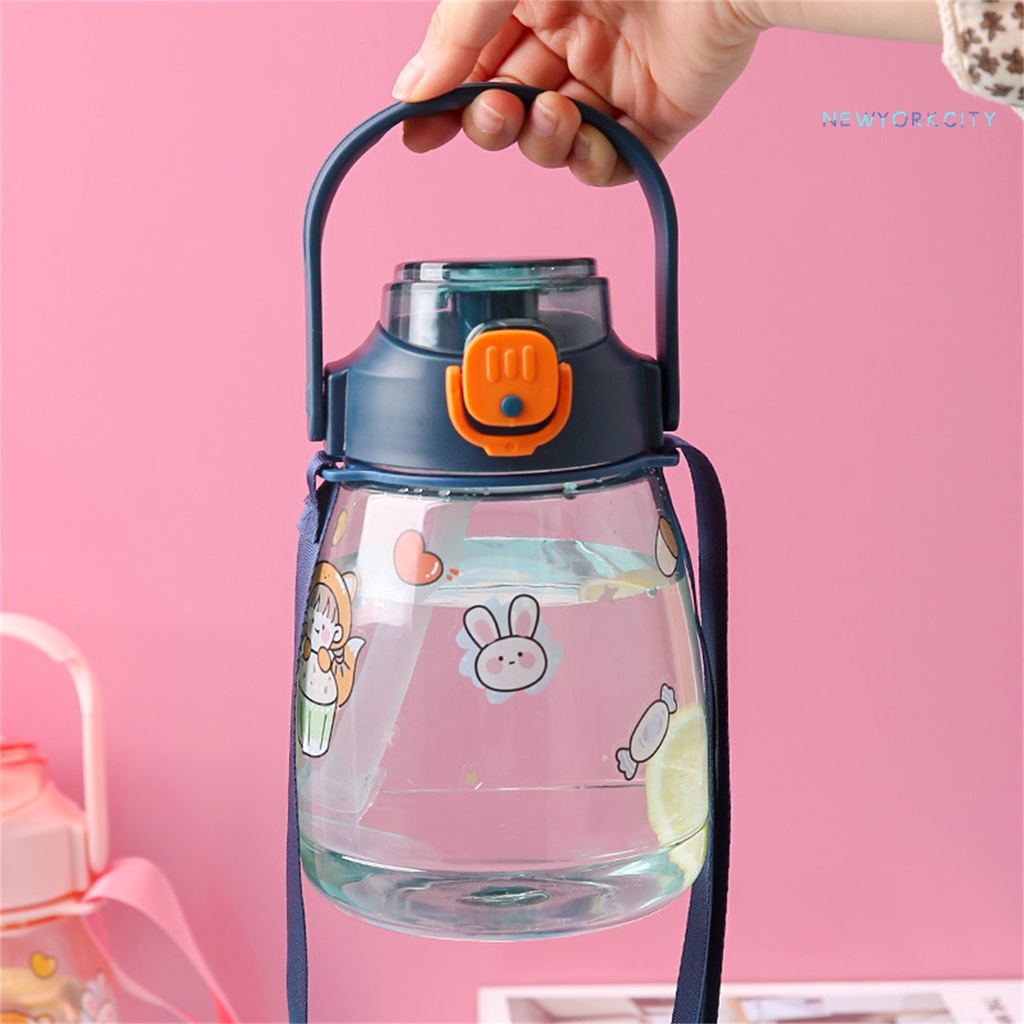 Bình Nước Thể Thao NY-1300ml Có Nắp Đậy Và Dây Đeo Vai Dung Tích Lớn Trong Suốt