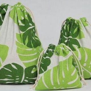 Vải bố Linen họa tiết, mẫu lá trầu bà, phụ kiện trang trí, vải linen may rèm, may túi tote, thảm trải picnic