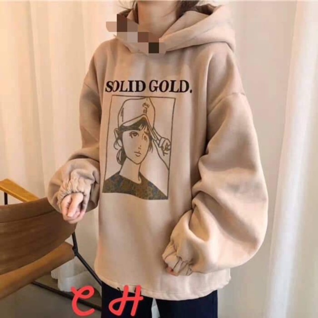 Áo hoodie cô gái SOLID GOLD chun tay COH1019