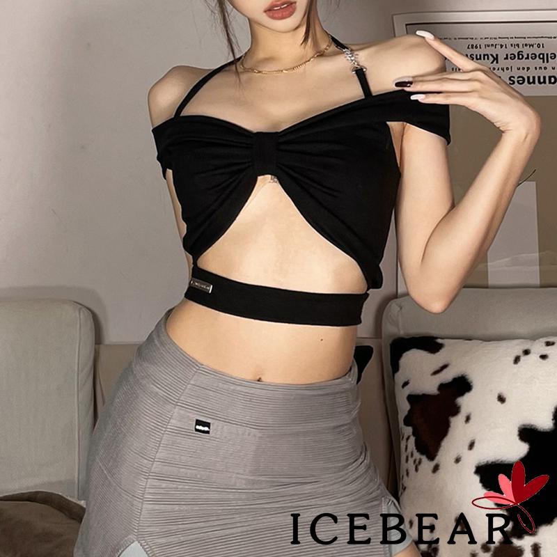 Áo Croptop Trễ Vai Màu Sắc Trơn Thiết Kế Cột Dây Nơ Thời Trang Mùa Hè Dành Cho Nữ
