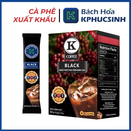 Combo 20 stick cà phê đen hòa tan K Black 2in1 KPHUCSINH - Hàng Chính Hãng