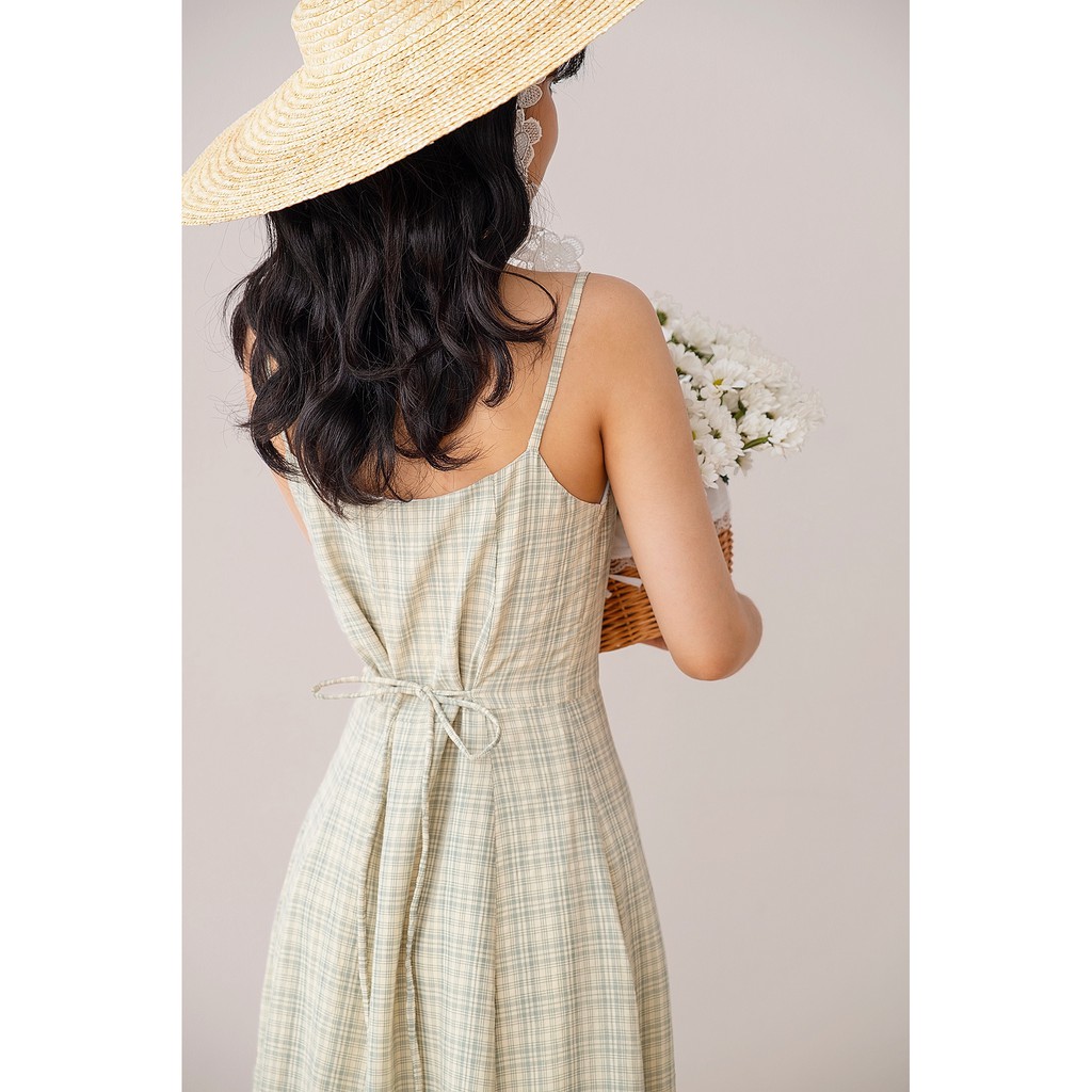 Váy hai dây kẻ caro xanh trắng Naked By V - Liti Dress (Xanh)