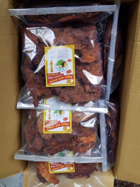 Khô bò giòn cay Hồng Ngự Thanh Chì hộp 250gr chuẩn hàng có tem nhãn chính hiệu biếu tặng
