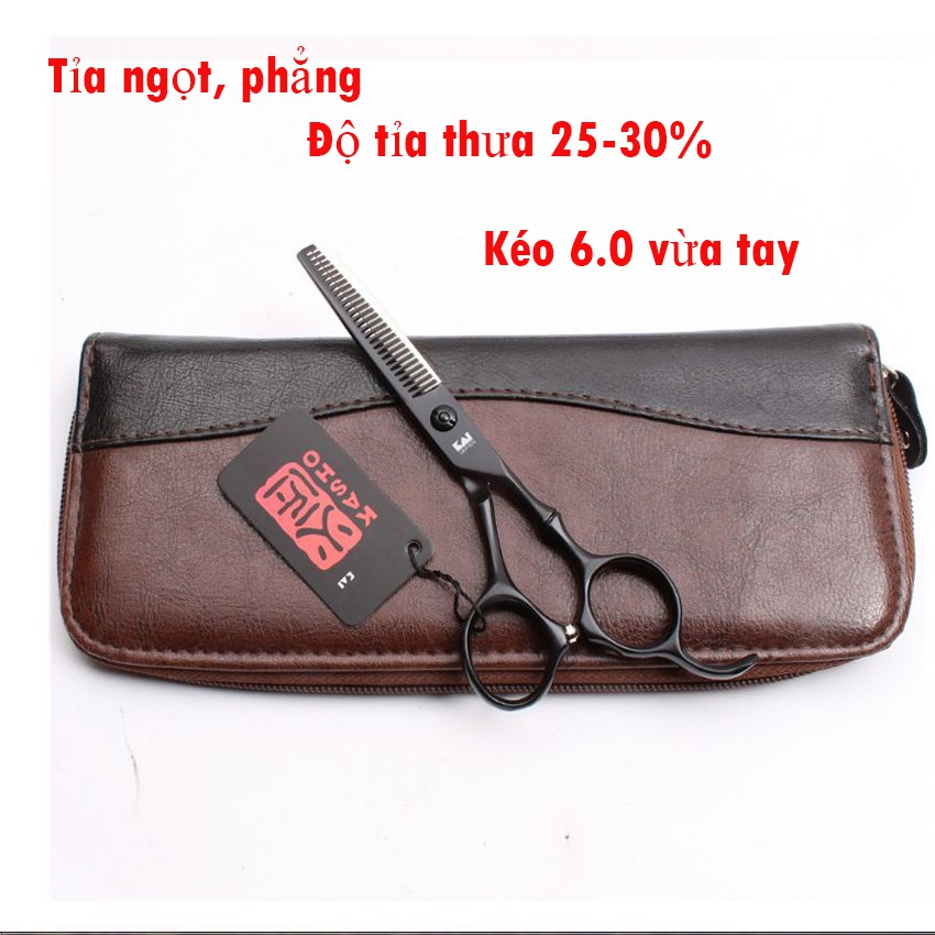 Bộ Kéo Cắt Tóc Nhật Bản 6INC Kasho VQA9  ( Mua một bộ kéo được tặng bao da+lọ dầu+khóa kéo+2lược)