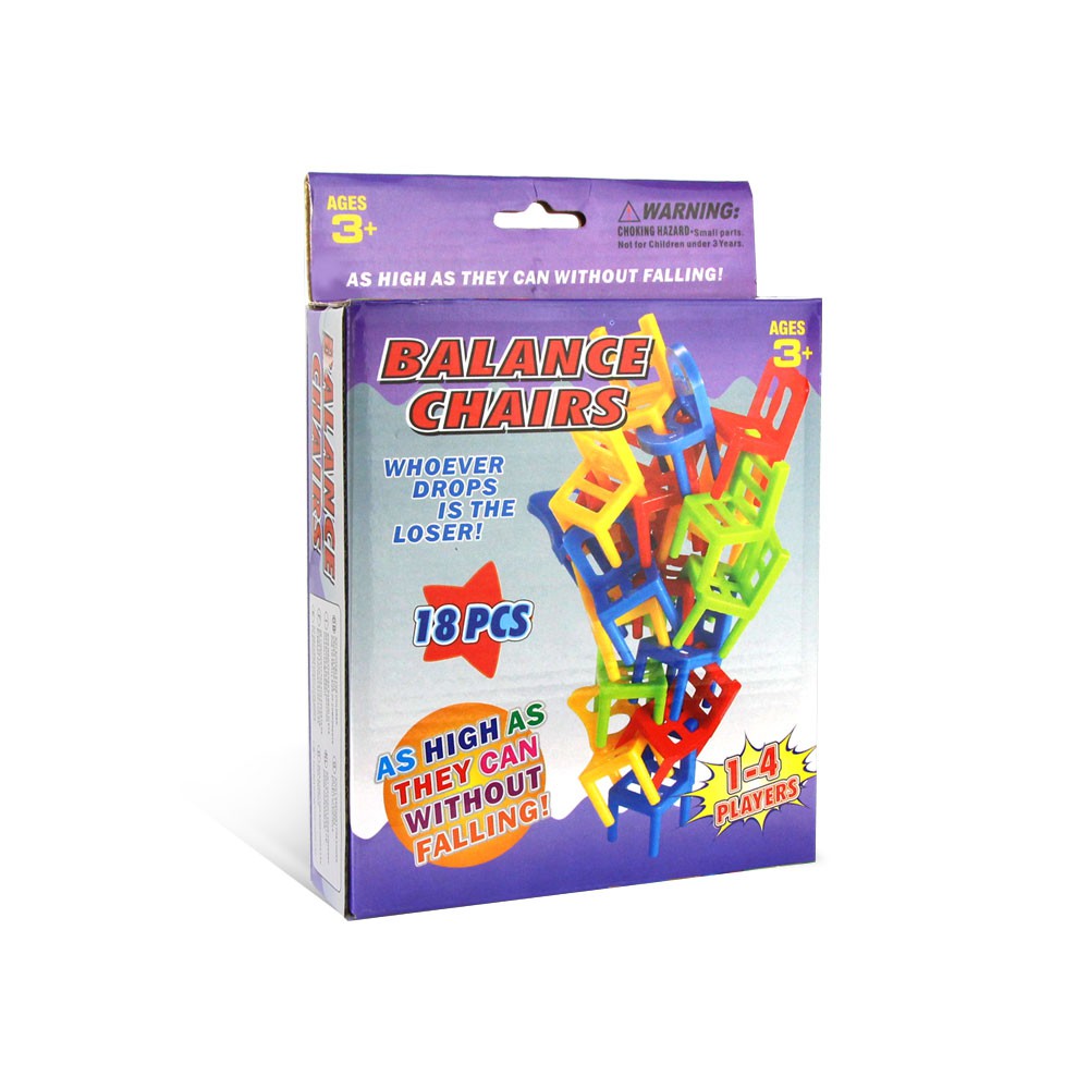 Set 18 chiếc ghế mini bằng nhựa cho bé chơi trò cân bằng độc đáo thú vị