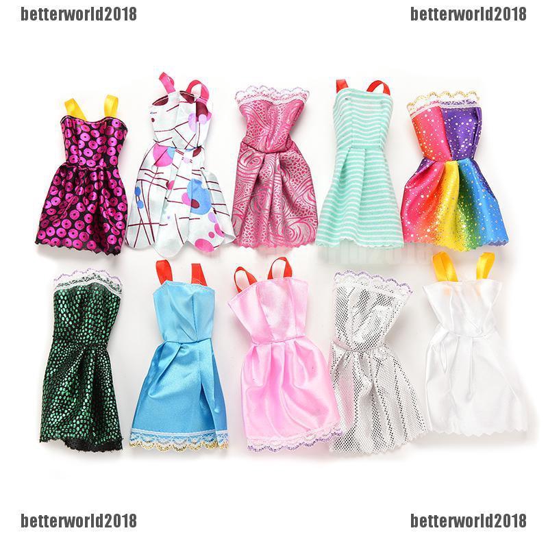 Bộ 10 Đầm Dự Tiệc Nhiều Họa Tiết Khác Nhau Cho Búp Bê Barbie