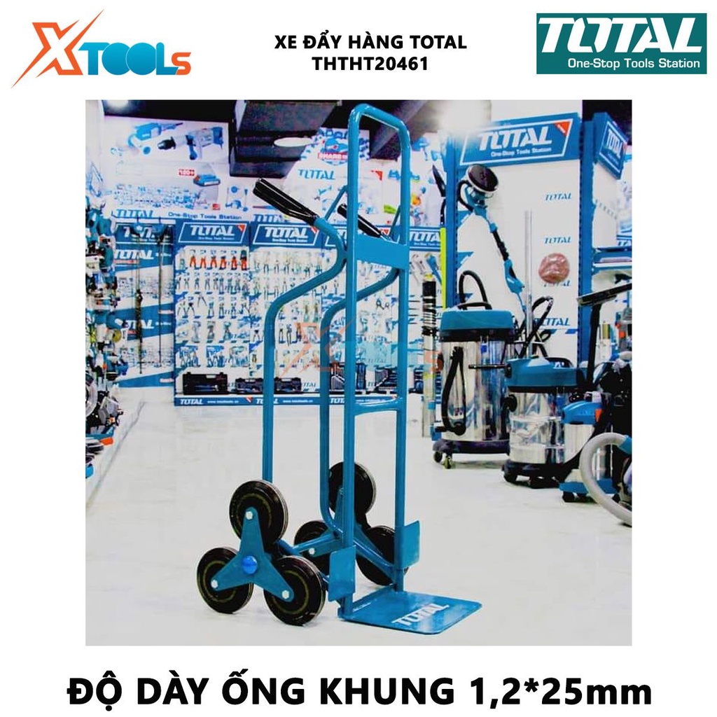 Xe đẩy hàng bằng tay TOTAL THTHT20461 | xe kéo hàng Khả năng tải: 200kg Độ dày khung ống: 1,2 x 25mm Độ dày tấm thép: 3.