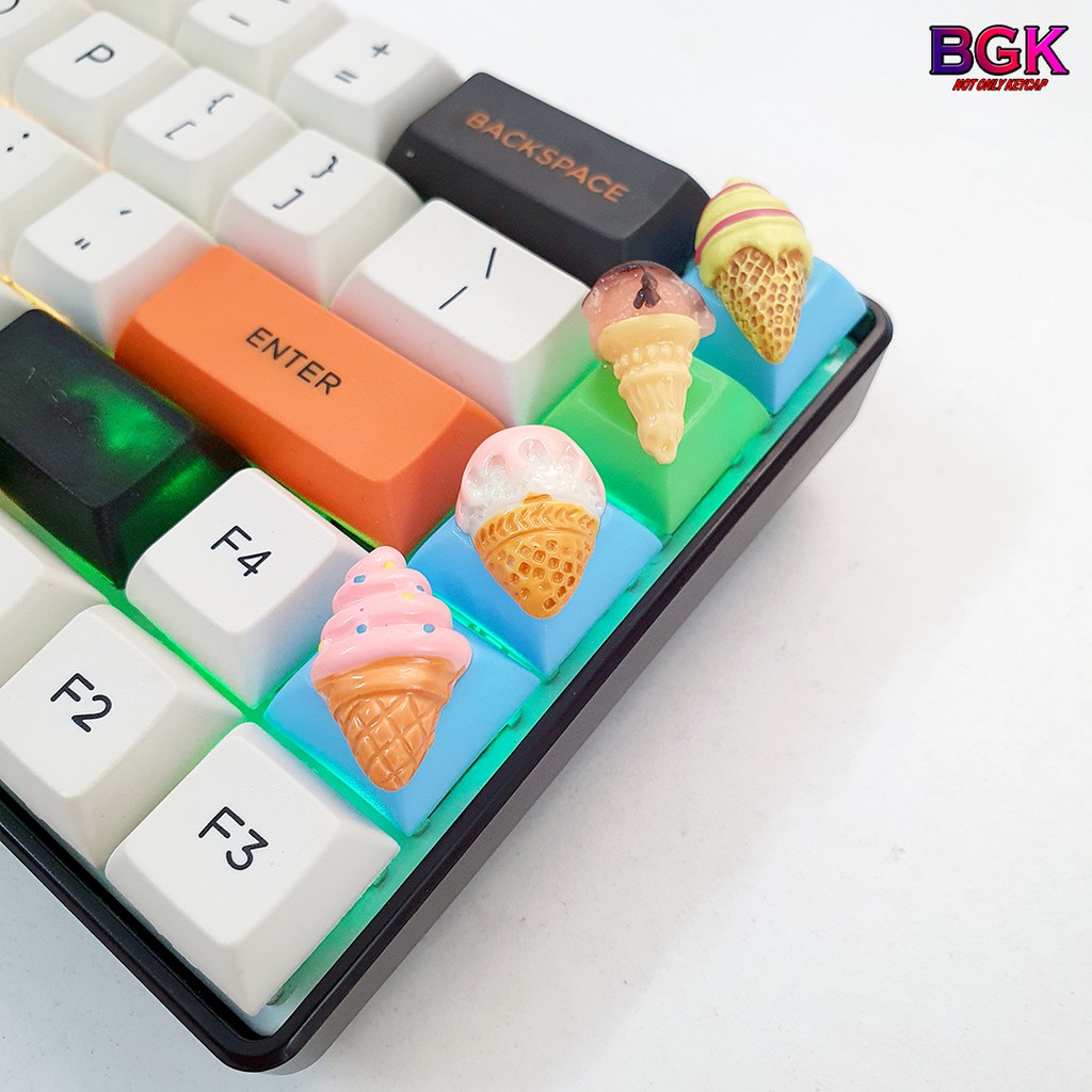 Keycap lẻ hình các loại kem ốc quế tổng hợp cực đẹp siêu dễ thương Keycap Artisan