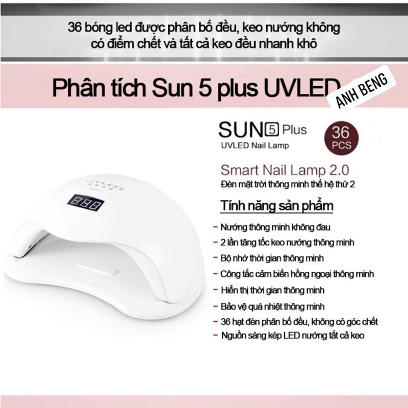 Máy hơ gel Sun5 Plus,Sun UV hàng chính hãng tem xanh