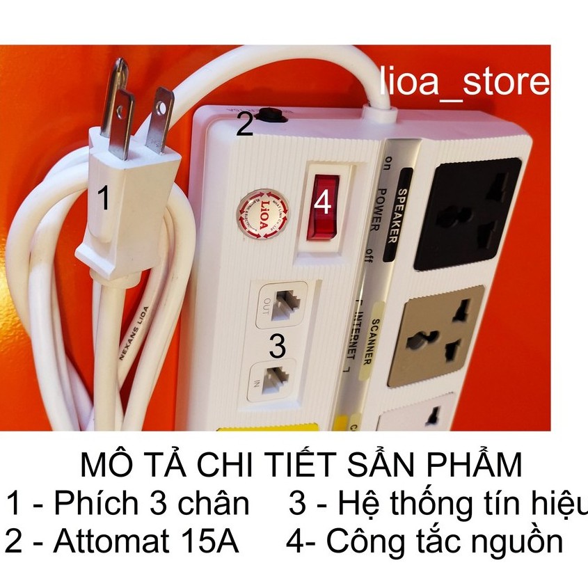 Ổ CẮM 6 ĐA NĂNG  CHỐNG SÉT ĐƯỜNG THÔNG TIN CÓ DÂY TIẾP ĐẤT .