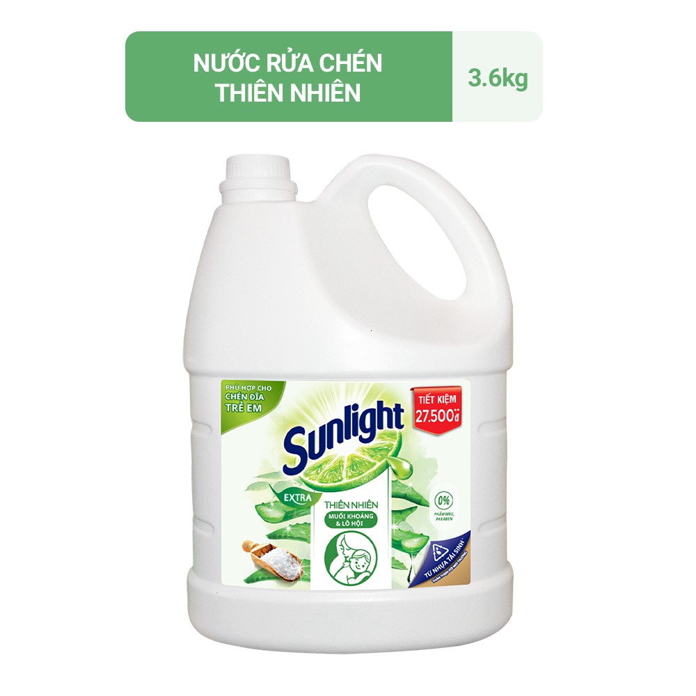 [ GIÁ HỦY DIỆT ]  Nước rửa chén Sunlight Thiên Nhiên chai 3.6kg (MỚI)