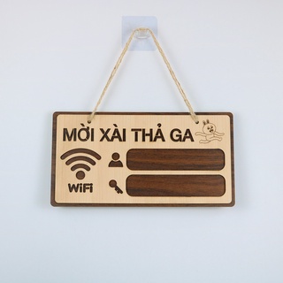 Bảng gỗ WIFI PASSWORD treo tường cho cửa hàng, quán cafe, văn phòng