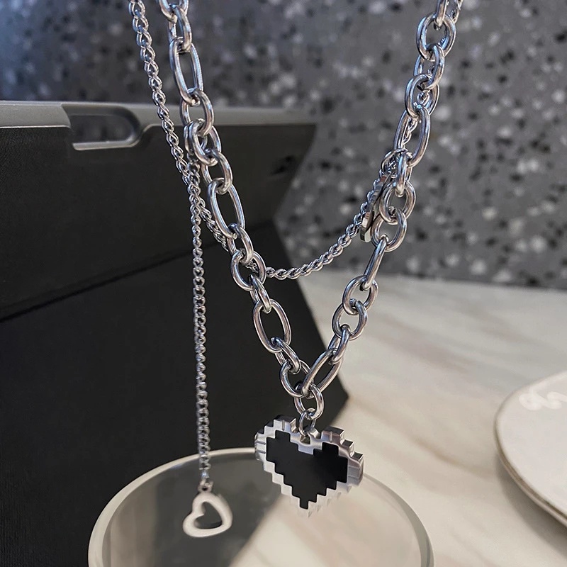 1 Vòng Cổ Choker Mặt Hình Trái Tim Bằng Kim Loại Dễ Điều Chỉnh Phong Cách Harajuku Đường Phố Rock Hình Học Dành Cho Bạn Gái