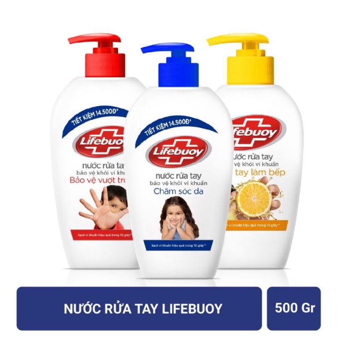 Nước rửa tay diệt, sát khuẩn &amp; Dầu gội Lifebuoy tóc dày mượt cho cả gia đình - Shop Viloet