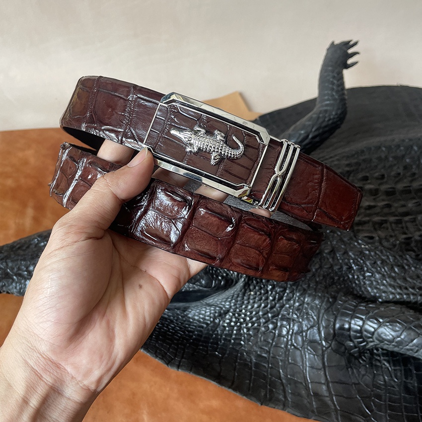 Dây Nịt Cá Sấu Thắt Lưng Nam Da Cá sấu Thật Da Liền Gai Nguyên Con ST380 Size Rộng 3.8cm Bảo Hành 24 Tháng Full Hộp