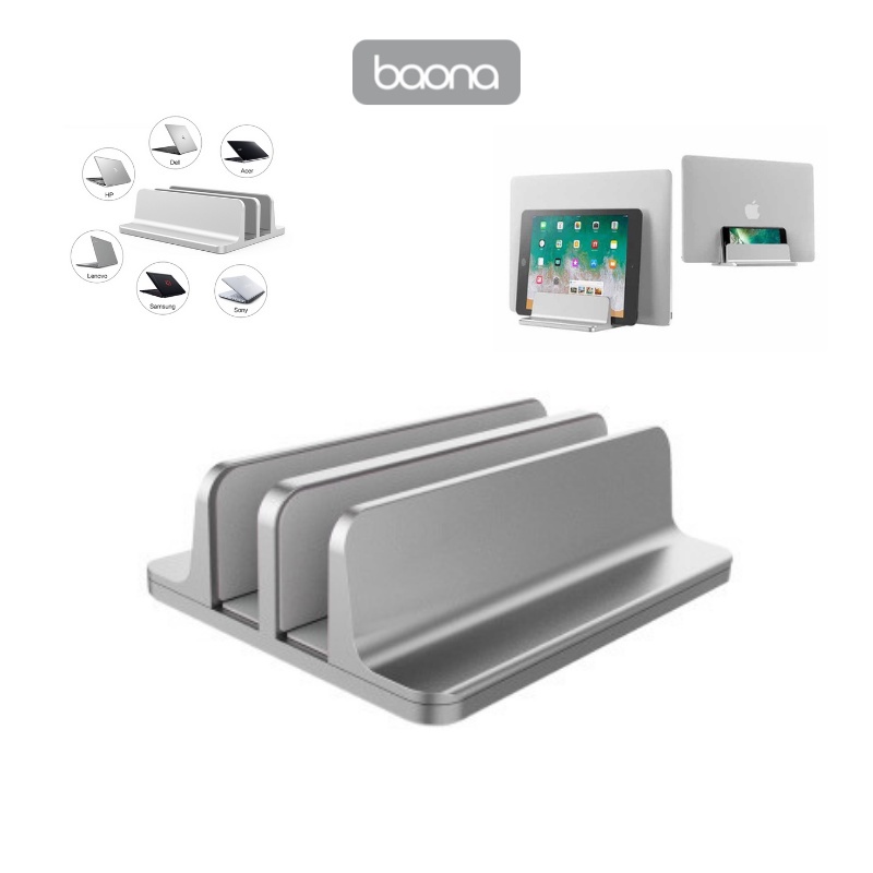 Giá đỡ macbook, kệ đỡ laptop, ipad kiểu giá kẹp dạng đứng, bằng nhôm nguyên khối, hỗ trợ đế tản nhiệt - baona.vn