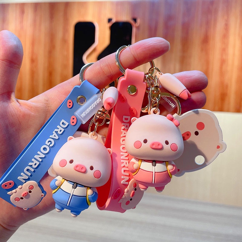 Móc Khóa Nhựa pvc Hình Chú Heo Dễ Thương