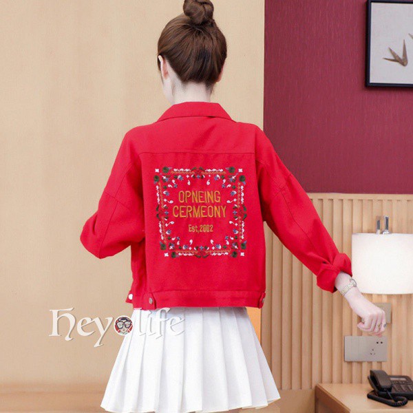 Denim Jacket Women's Net Red Fashion Casual Short Top Long-Sleeve -Style Pink Jacket