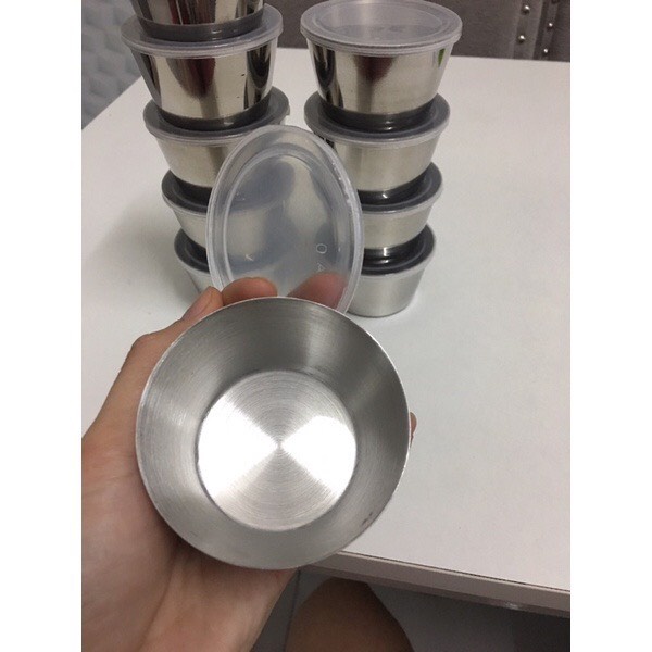 Combo 10 hủ khuôn bánh plan inox có nắp nhựa