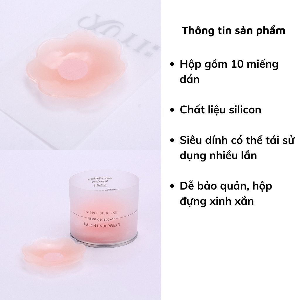 Miếng dán ngực ti silicon chống lộ nhũ hoa tái sử dụng nhiều lần DEVARI H02