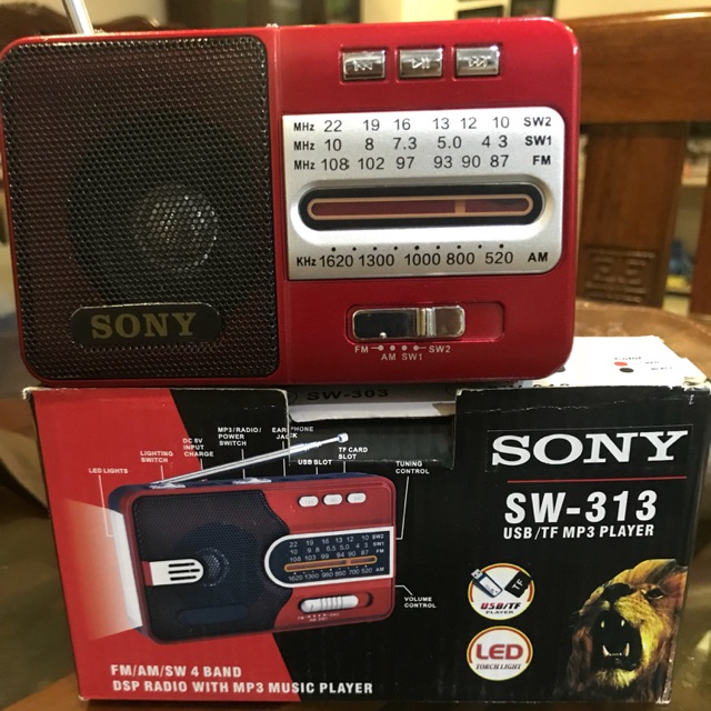 [Freeship toàn quốc từ 50k] Radio sony sw-303 đọc thẻ sd usb có lỗ cắm tai phone tặng củ sạc