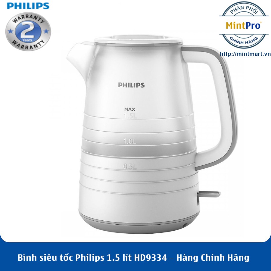 Bình siêu tốc Philips 1.5 lít HD9334 – Hàng Chính Hãng – Bảo Hành 2 Năm Toàn Quốc