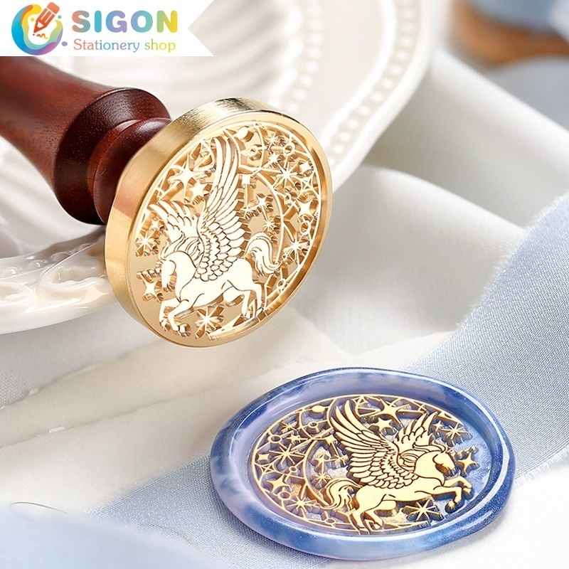Con Dấu Sáp Niêm Phong Bì Thư Hình Tròn Phong Cách Retro Châu Âu