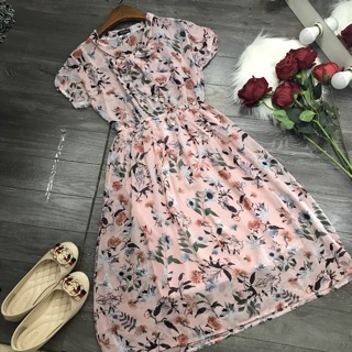 Váy hoa cổ nơ
