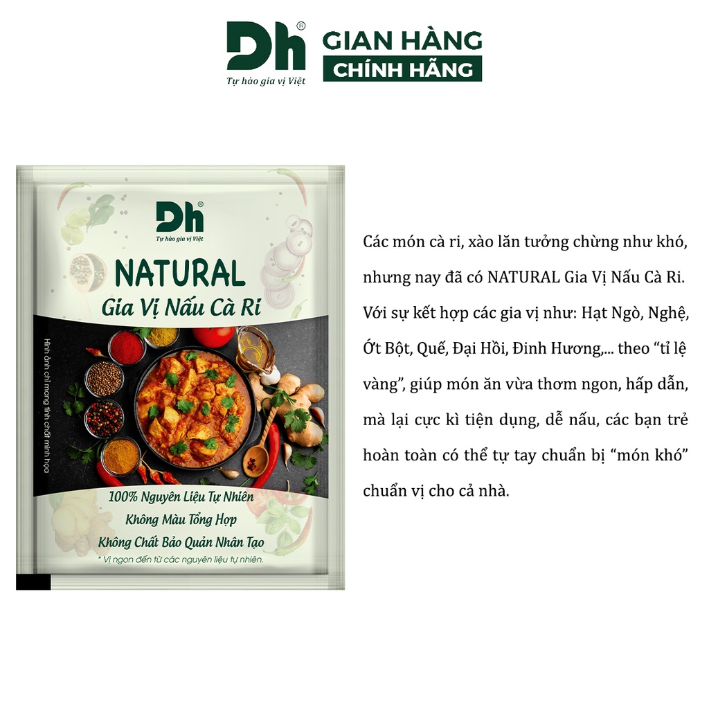 Gia vị nấu cà ri Natural DH Foods nêm sẵn thành phần tự nhiên gói 10gr