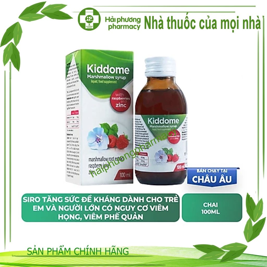Siro tăng sức đề kháng, phòng nguy cơ viêm họng, viêm phế quản Kiddome chai 100ml