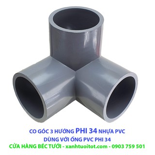 BỘ 10 CO GÓC 3 HƯỚNG PVC PHI 34 -DÀY 3MM