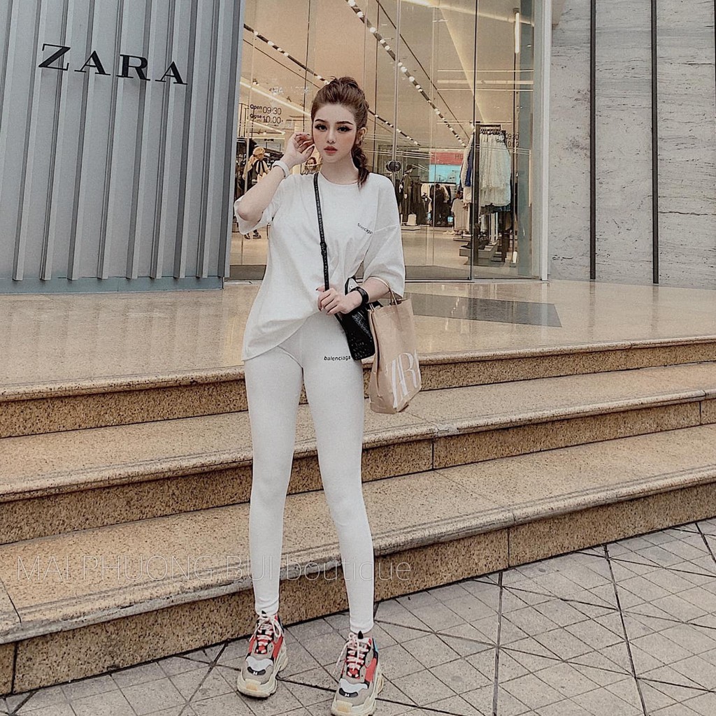 Bộ Cotton Thụng Balencia Thêu Chữ Nổi | BigBuy360 - bigbuy360.vn