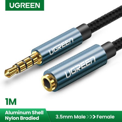 Cáp Audio 3.5mm 3 nấc nối dài 1M Cao Cấp Chính hãng Ugreen 40673 màu đen AV118 dây bọc dù