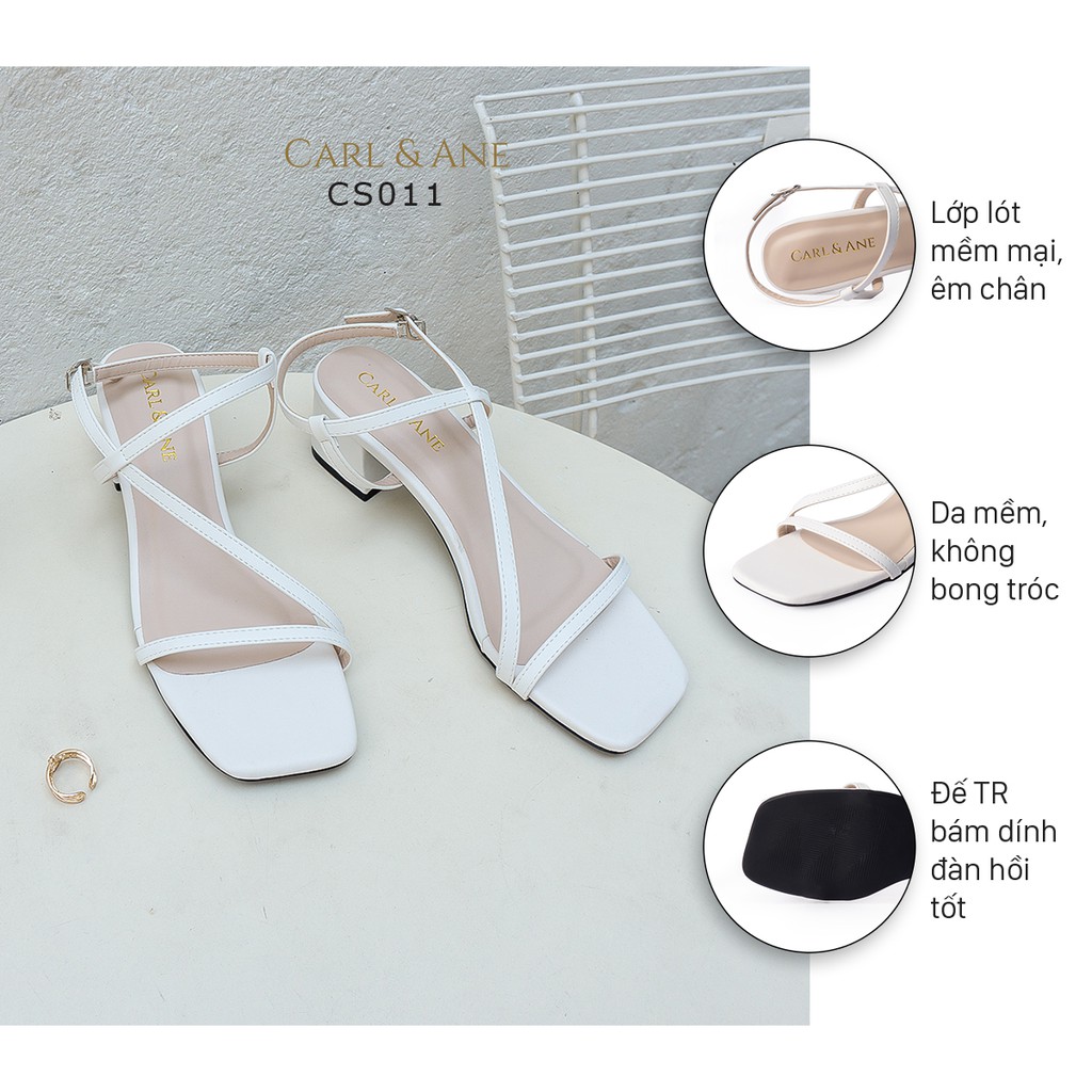 Carl &amp; Ane - Giày sandal cao gót phối dây quai mảnh cao 4cm màu trắng _ CS011