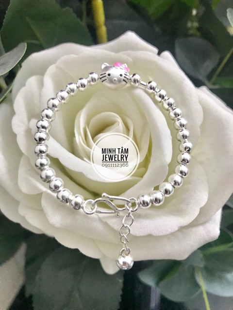 Lắc tay bi bạc mèo Hello Kitty bạc ta cho bé-Minh Tâm Jewelry