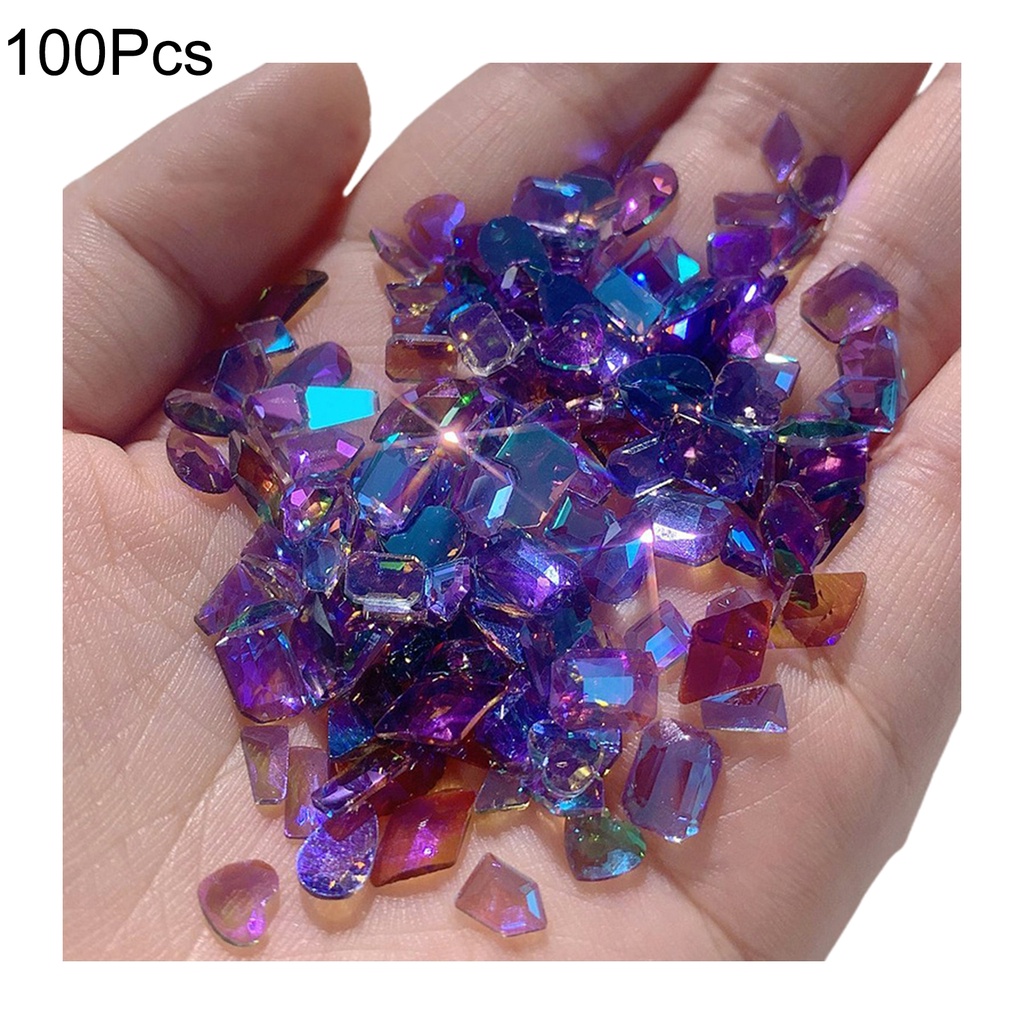 Túi 100 Hạt Đá Thủy Tinh Phẳng Trang Trí Móng Tay DIY