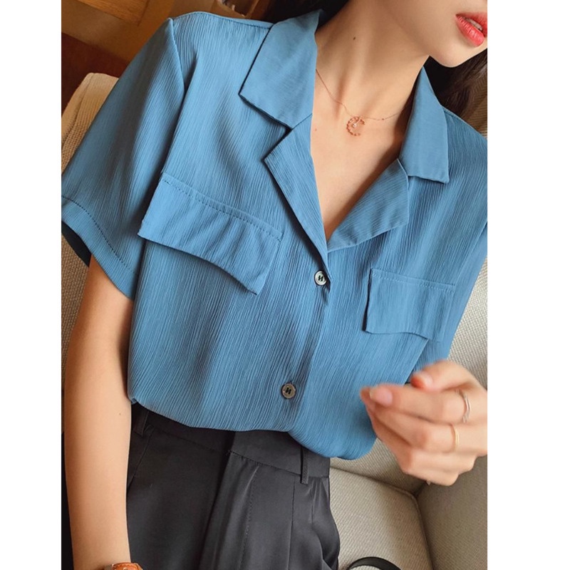 Áo Sơ Mi Tay Ngắn Thời Trang Cá Tính 172585 Áo Sơ Mi Voan Dáng Rộng Thời Trang Xinh Xắn Dành Cho Nữ