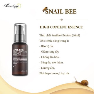 Tinh Chất Dưỡng Da BENTON Snail Bee High Content Essence