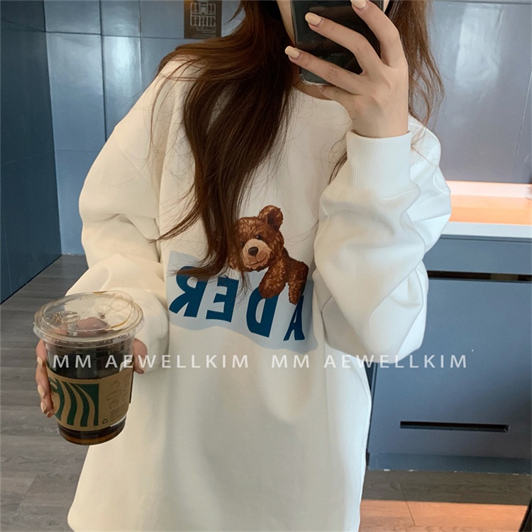 【Guimi】Hoạt Hình Áo Thun Nữ Tay Dài Cổ Tròn Form Rộng Phong Cách Hàn Quốc | BigBuy360 - bigbuy360.vn