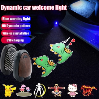 【FAST SHIP】Pikachu Đèn LED chiếu hình laser nhiều hoạ tiết thiết kế không dây gắn cửa xe hơi năng động sạc bằng cổng USB