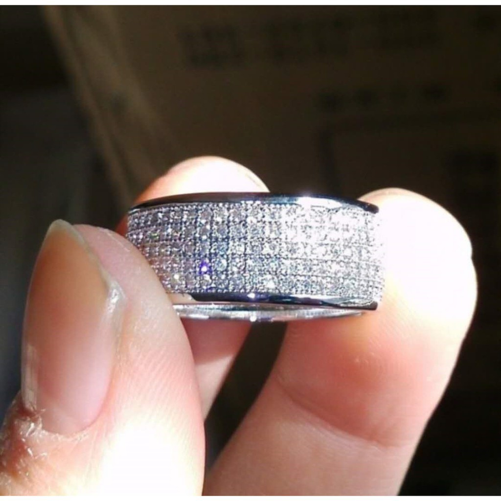 Suxinjewelry/Nhẫn đính hôn đính kim cương hoàn toàn bằng bạc 925 dành cho nam và nữ