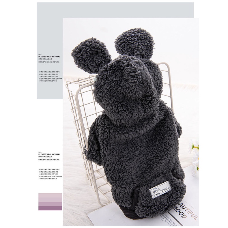 Áo Thun Vải Lông Cừu Teddy Cỡ Nhỏ Hình Tròn Lót Lông Cừu Dày Thời Trang Mùa Đông Cho Thú Cưng