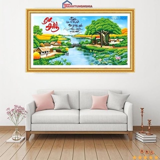 Tranh đính đá, tranh thêu chữ thập gia đình hạnh phúc LV530 DV6216 LV3480 (1m x 57cm)
