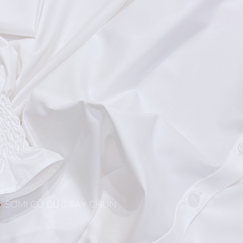 Sơ mi trắng cổ đức tay chun (kèm ảnh thật) | BigBuy360 - bigbuy360.vn