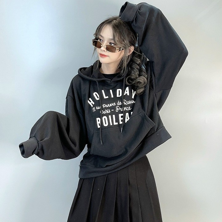 ÁO HOODIE - ÁO KHOÁC NỈ NGOẠI Form Dơi Tay Phồng Holiday Boileau (HD2530 - Kèm Ảnh Thật) | BigBuy360 - bigbuy360.vn