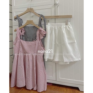 Set áo 2 dây kẻ + quần short