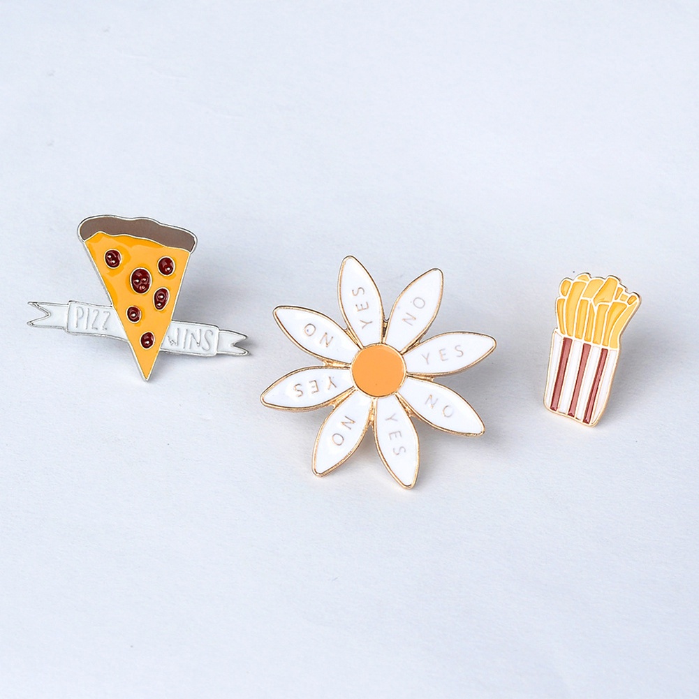 Ghim cài áo trang trí hình bánh pizza/khoai tây chiên/hoa cúc