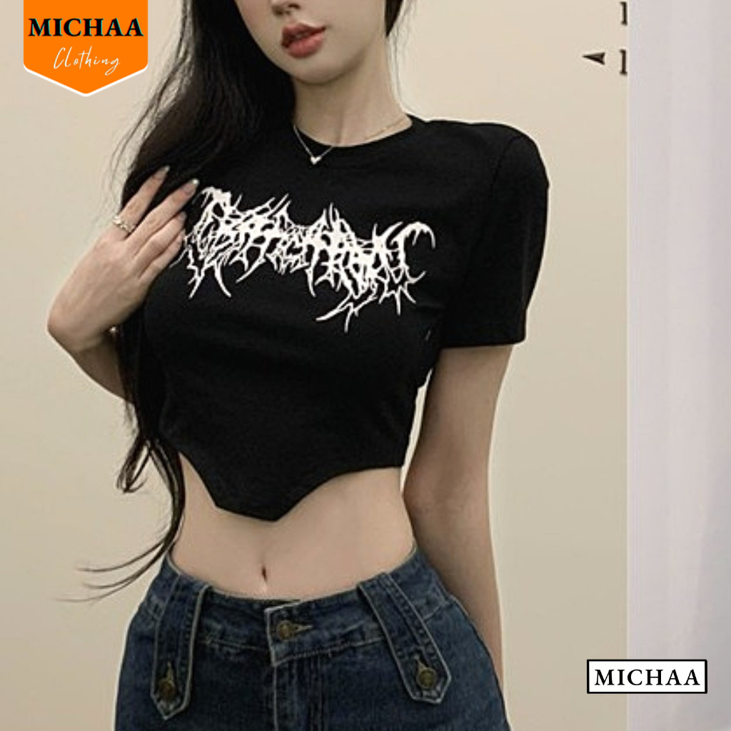 Áo Croptop Nữ SPIDER Tay Ngắn Ôm Body, Áo Thun Croptop Kiểu Sexy Chất Thun Borip - MICHAA CR66